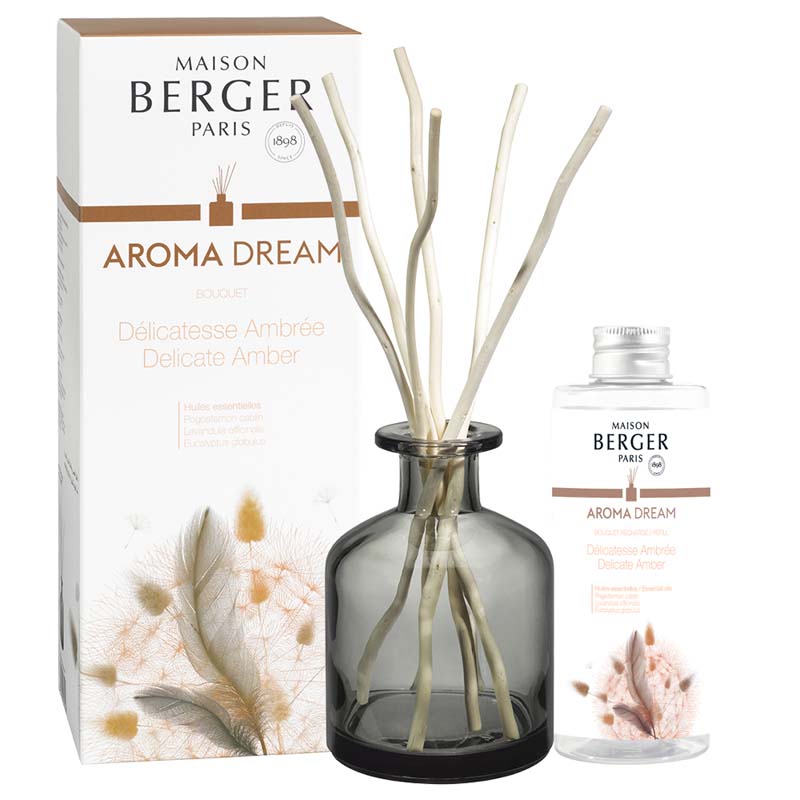 7719 Parfumsticks Aroma Dream - Geschenkverpakking met grijze glazen flacon met wilgenstokjes en 180ml huisparfum Aroma Dream